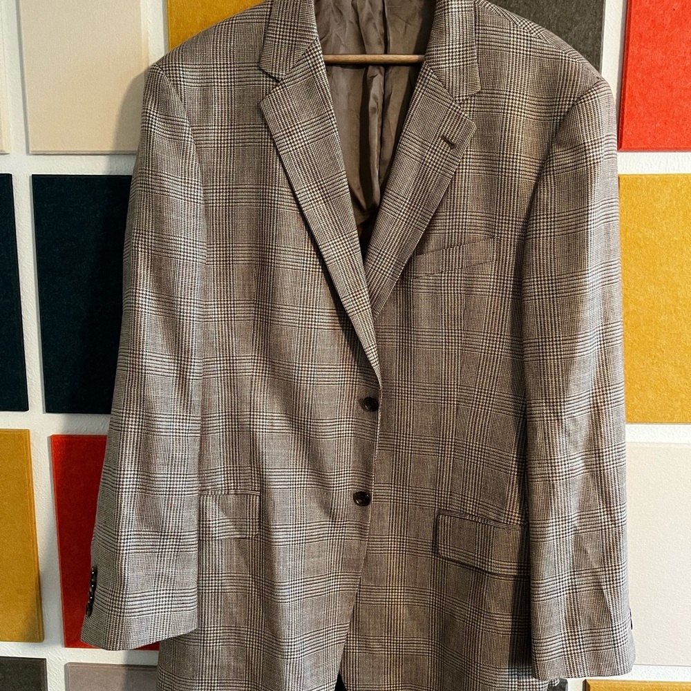 Men's windowpane Plaid Blazer 44L